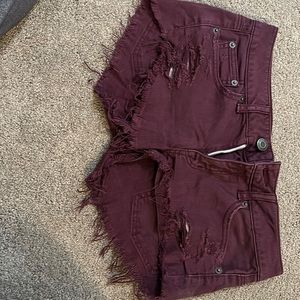 American Eagle maroon jean shorts size 2